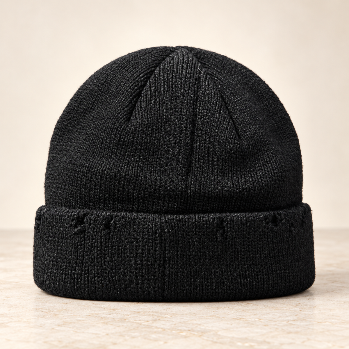 The ripped Black Beanie Blank